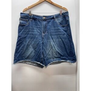 Manfinity Mens Denim Shorts XXL Medium Wash Raw Hem Casual Jean Shorts OS19006